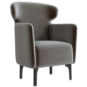 Upholstered Fabric Armchair With Armrests Albereta