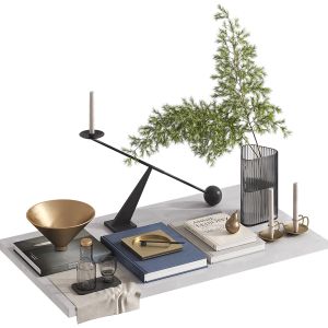 Decorative Set By Menu Space With Pine Branches