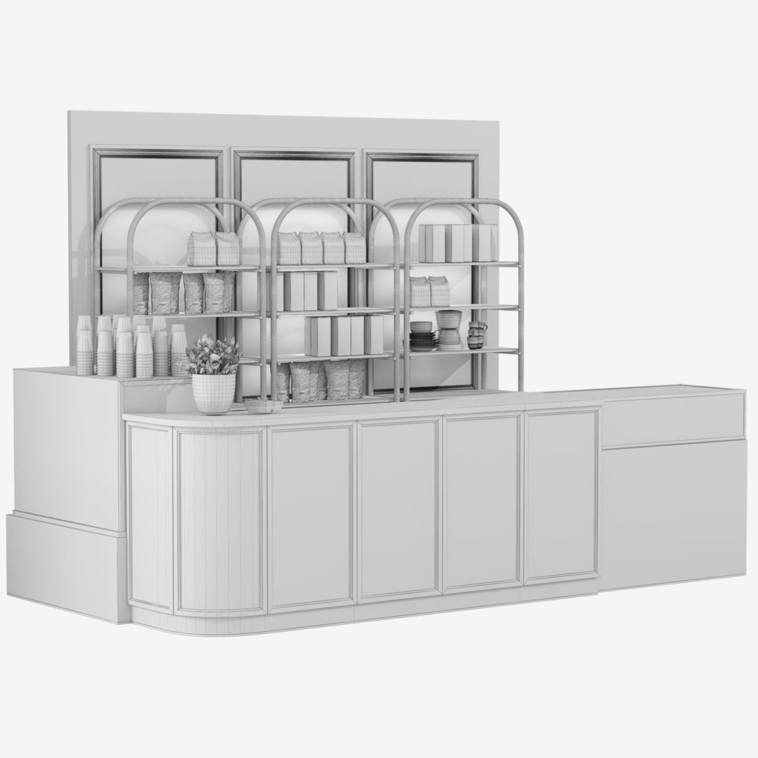 Coffee Point In Classic Style With Desserts 3D Model for Corona | CGMood