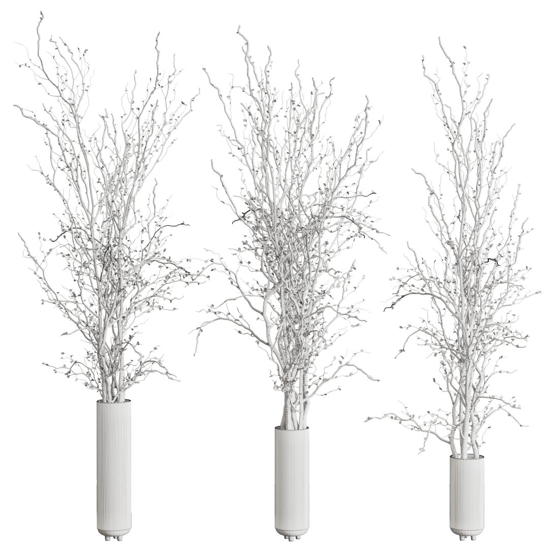 Branches Dried Autumn Tree In A Concrete Dirty Vas - 3D Model for VRay ...