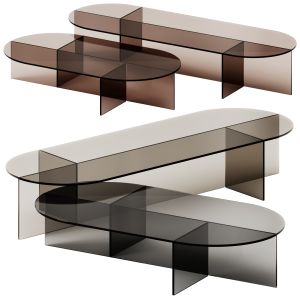 Sestante Oval Low Glass Coffee Table By Tonelli