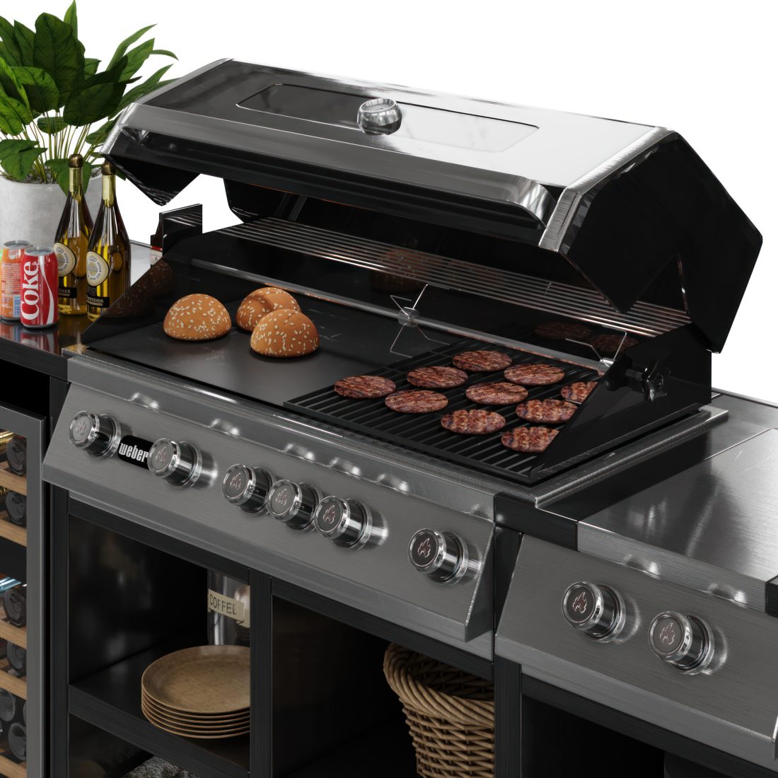 Outdoor Kitchen Garden Bbq 3D Model for VRay, Corona | CGMood