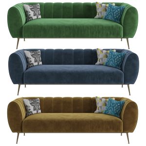 Modern Green Velvet Upholstered Sofa 3