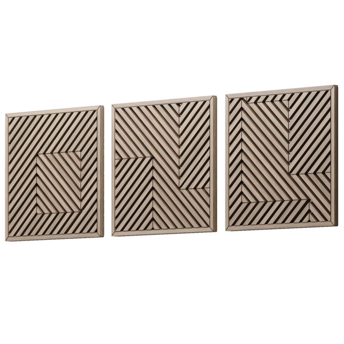 Large Geometric Wooden Wall Hanging Set - 3D Model for Corona