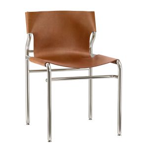 Cb2 - Surf Sling Brown Leather Dining Chair