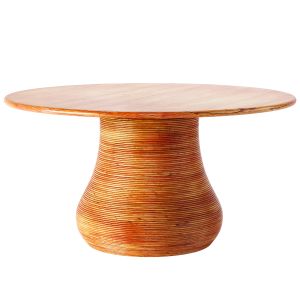 Cb2 Salamina Rattan-wrapped Round Wood Table