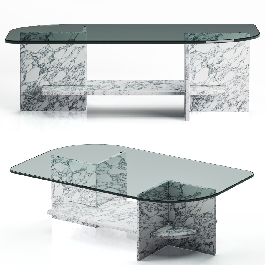 Marble And Glass Coffee Table 3D Model for Corona | CGMood