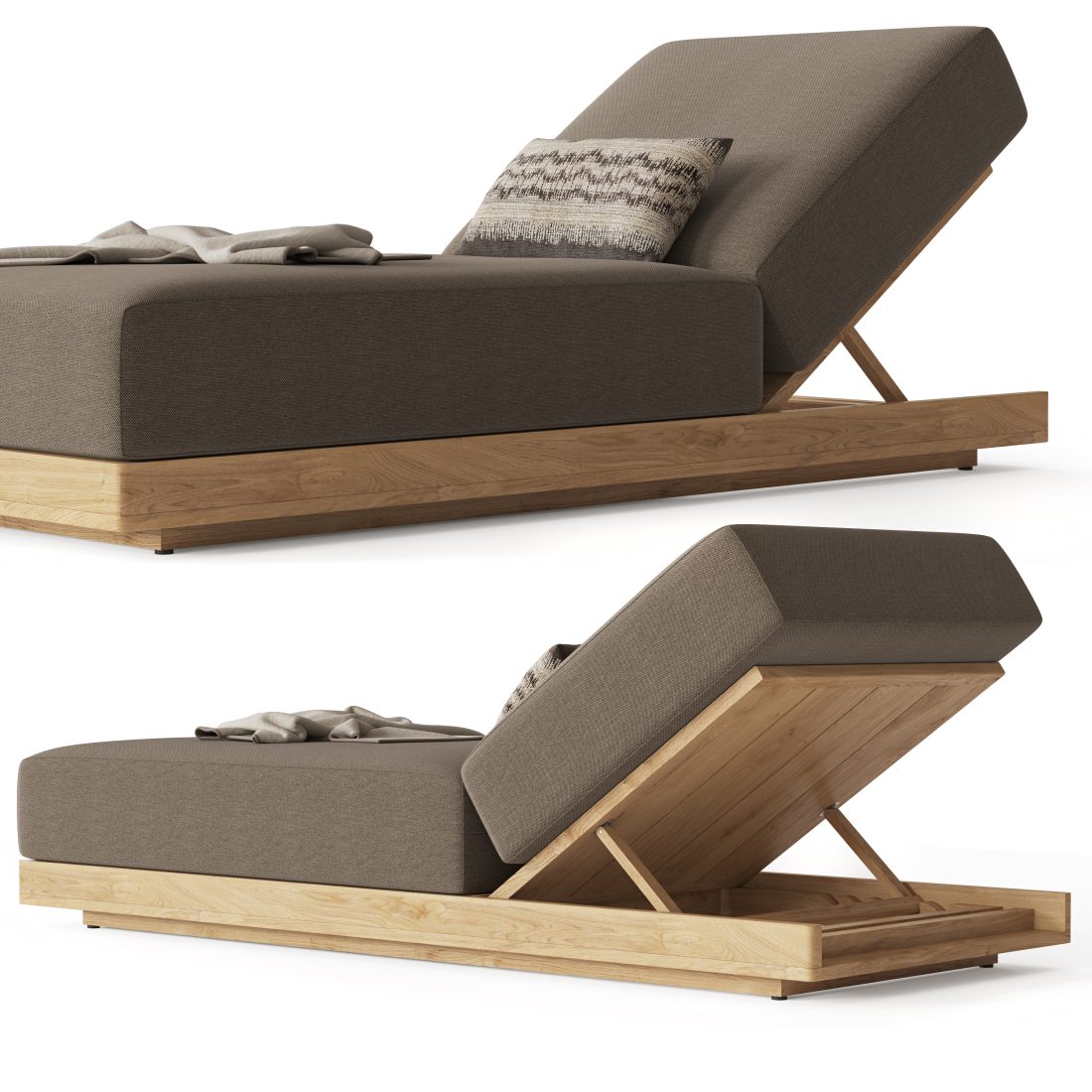 Housses De Coussin Performance Pour Chaise Lounge SANTOS - Restoration Hardware - 3 Pièces Mocha