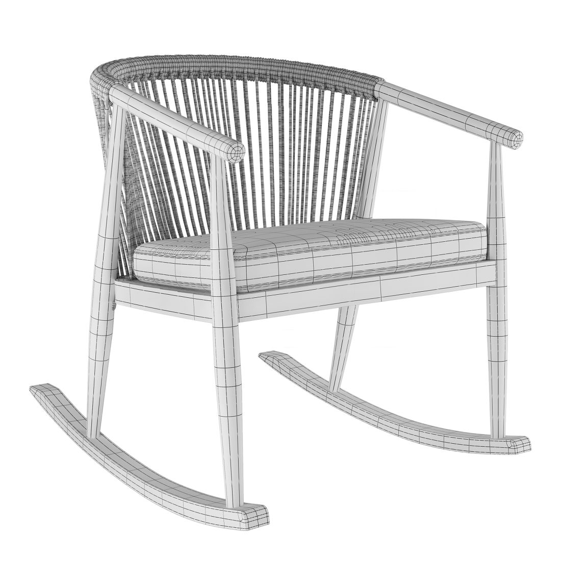 Crate And Kids Payton Natural And Grey Cane Rocker - 3D Model for Corona