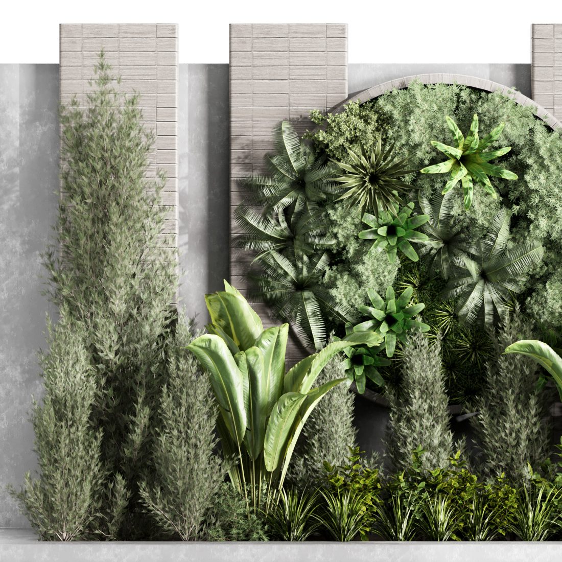 Plant Framelayout Outdoorplants With Fitowall Plant Frame -set19 - 3D Model for VRay, Corona
