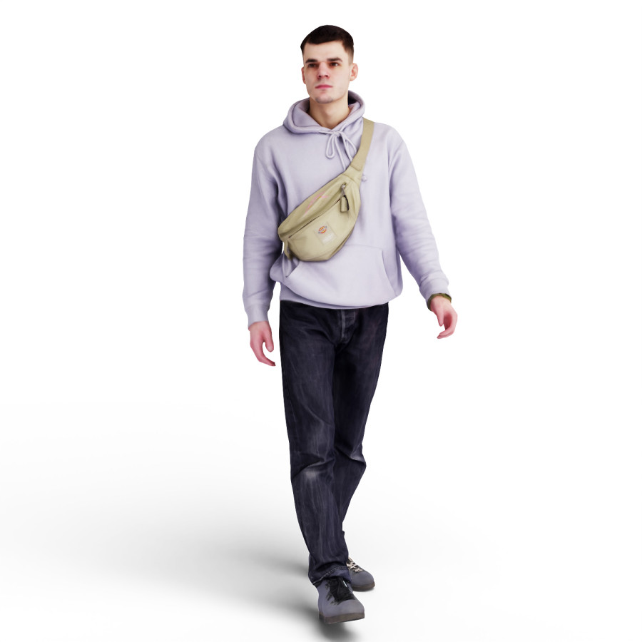 Guy In Lilac Hoodie Is Walking by Kanistra Studio