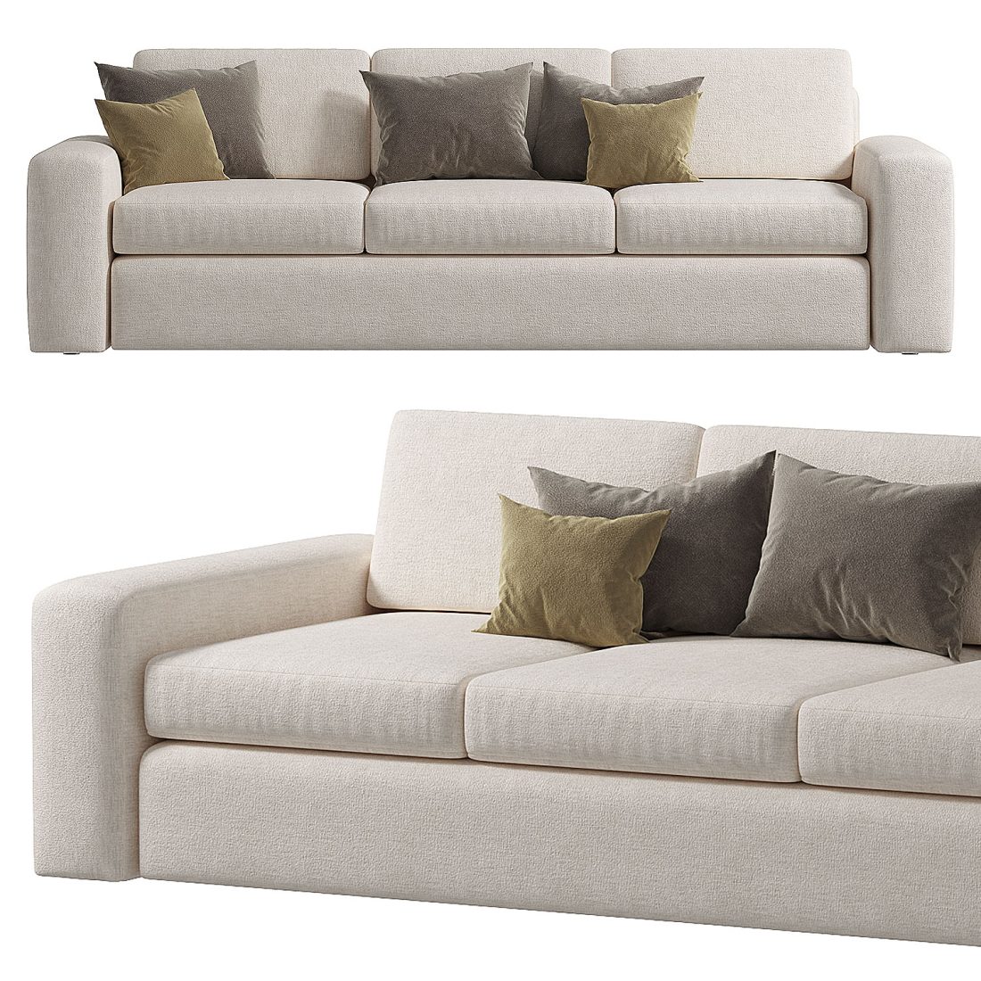 Three Over Kipton Wide Arm Three Over Three Sofa 3D Model for Corona | CGMood