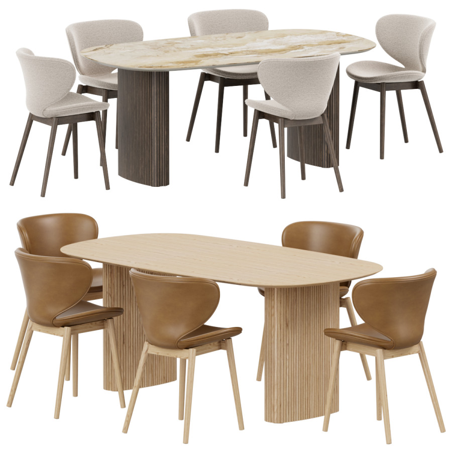 Boconcept - Hamilton Chair Santiago Table Set 01 3D Model for