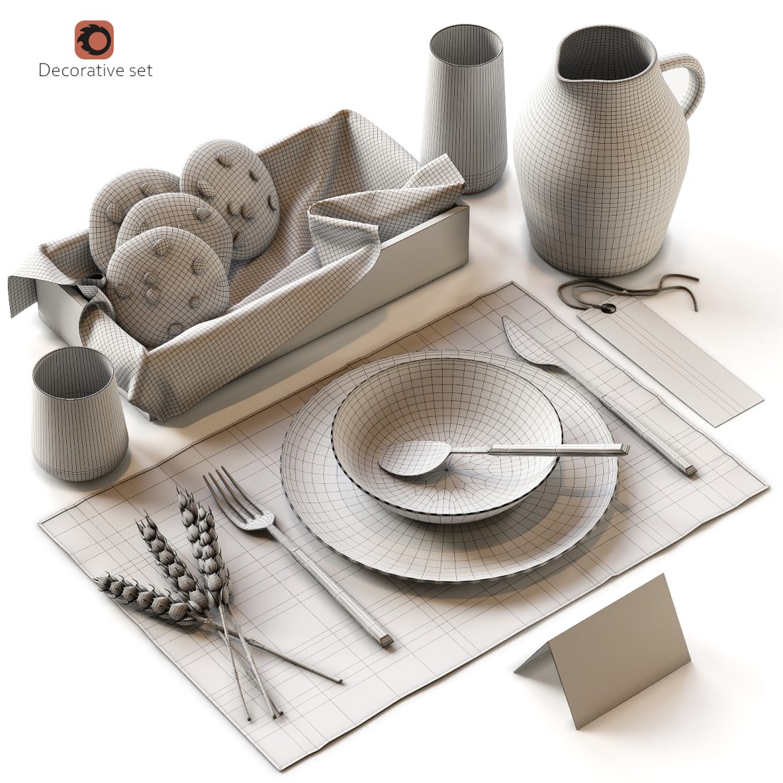 Table Setting 3D Model for Corona | CGMood