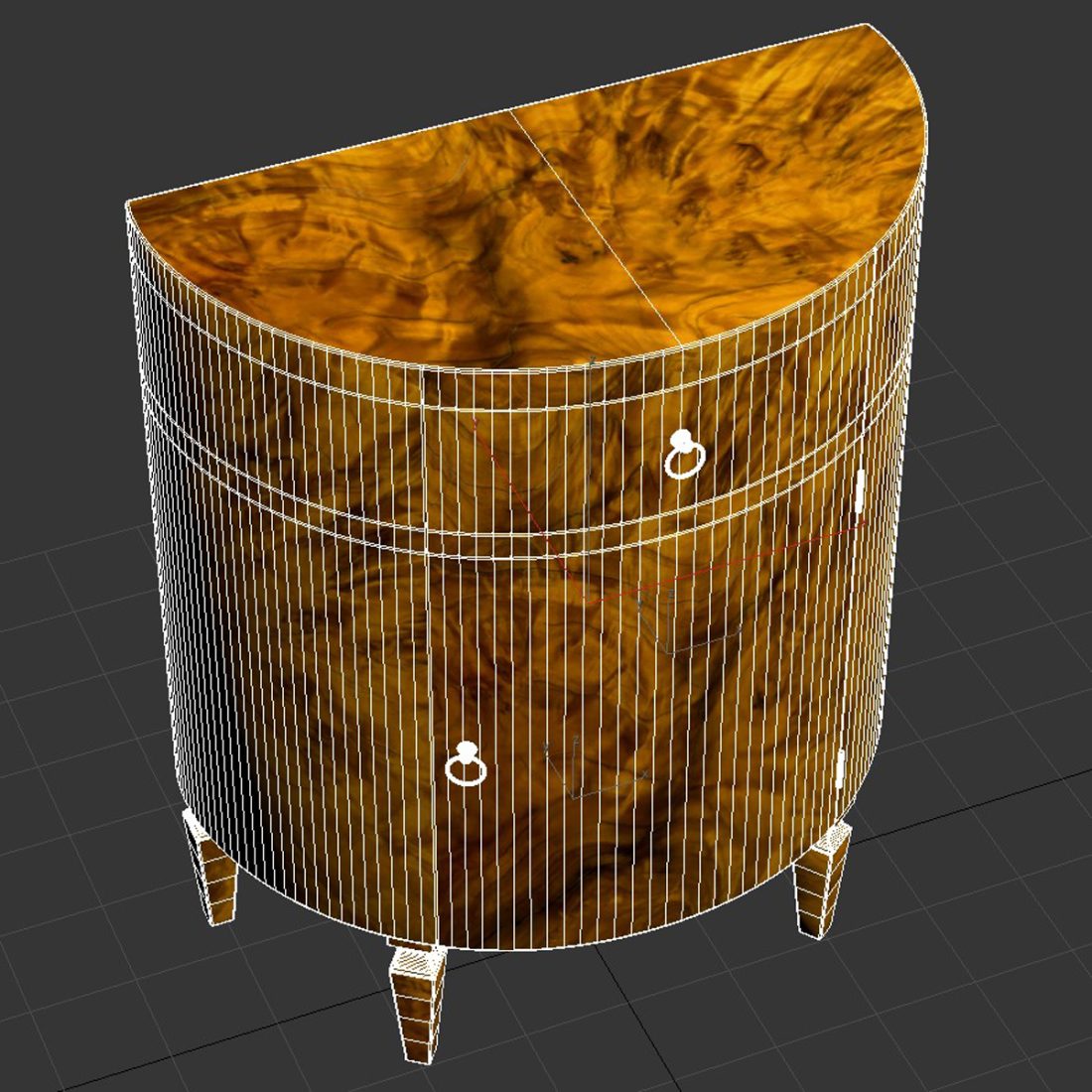 Burr Walnut Demi-lune Side Cabinet 3D Model for Corona | CGMood