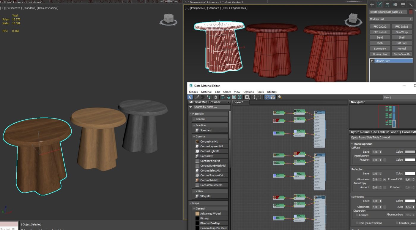 Kyoto Round Side Table 3D Model for VRay, Corona | CGMood