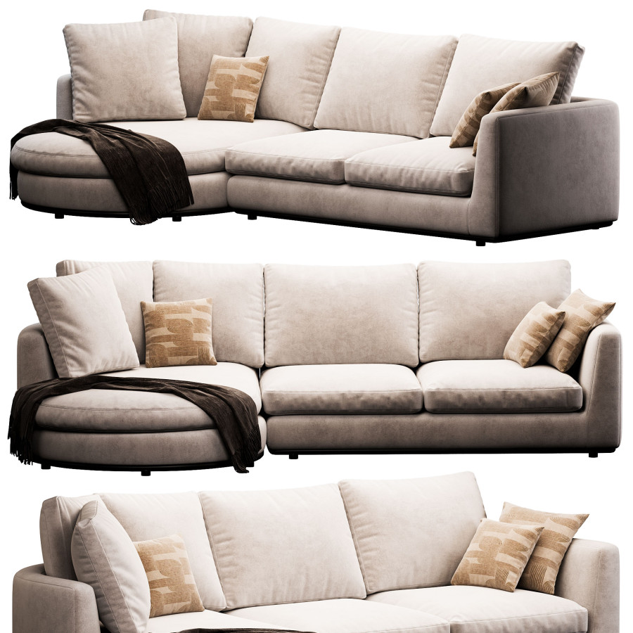 Hamilton Round Chaise Sectional Sofa By Castlery 3D Model for Corona ...