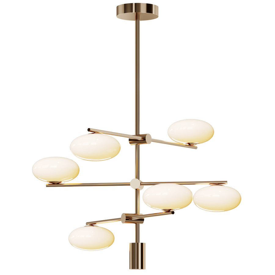 Imperial  6 Light Brass And Opal Pendant by kreoo