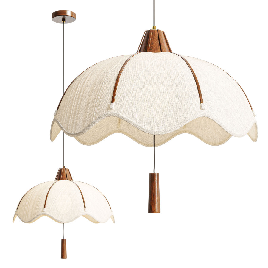 Modern Japanese Wabi Sabi Fabric Pendant Light 3D Model for Corona