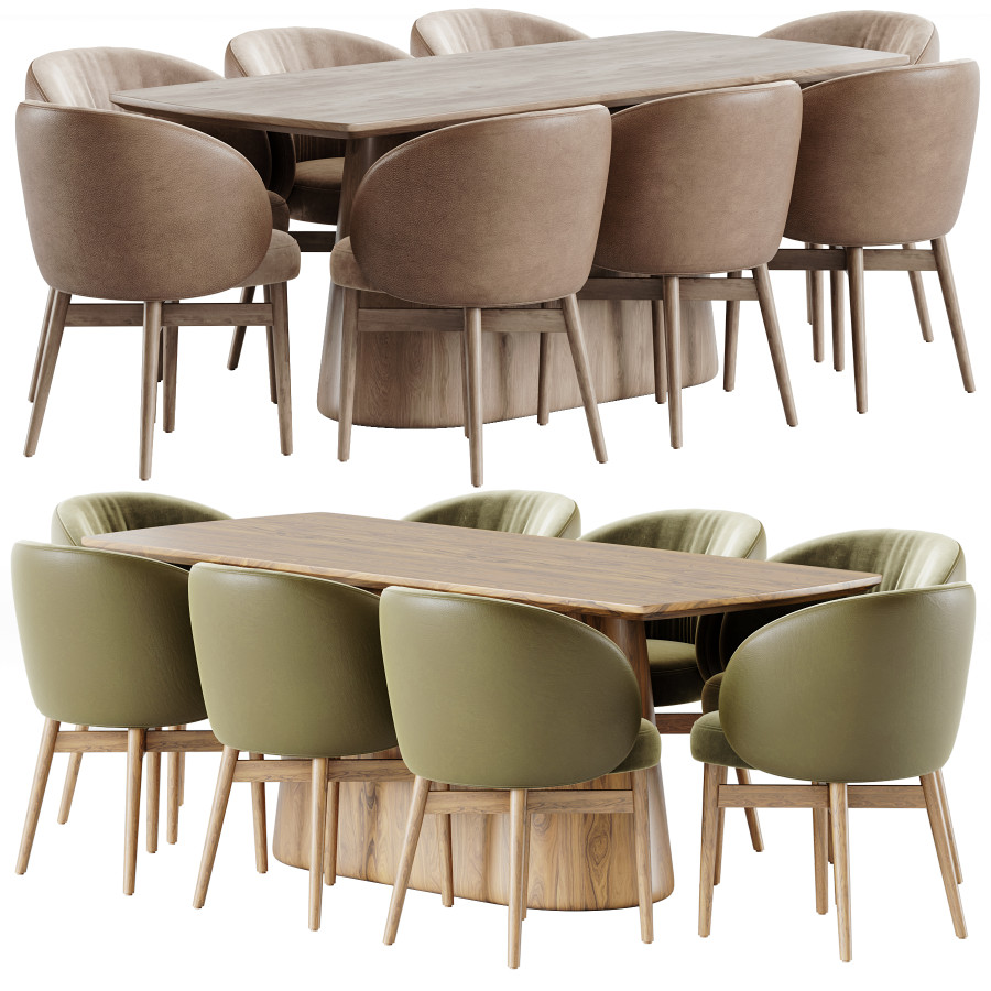 Norah Dining Chair And Eton Natural Wood Ceramic 3D Model for VRay ...