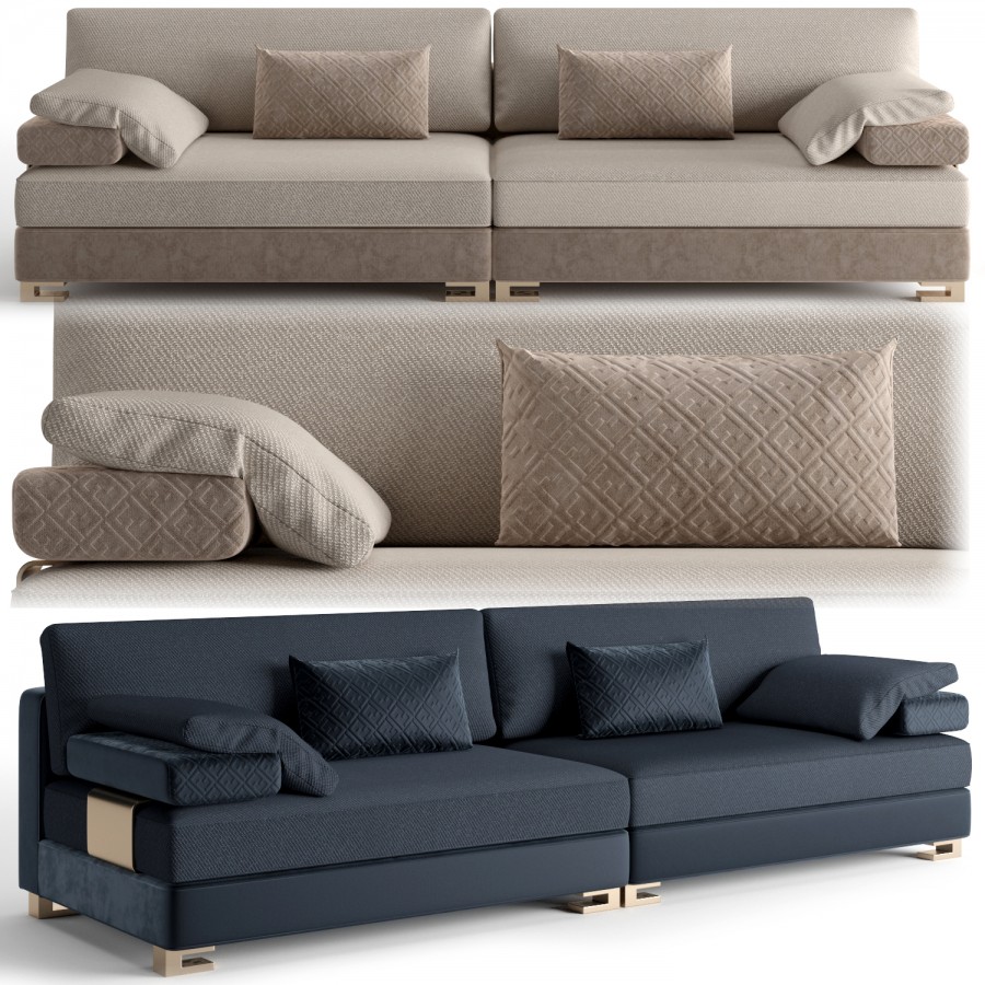 Fendi Casa Moore Sofa - 3D Model for VRay, Corona