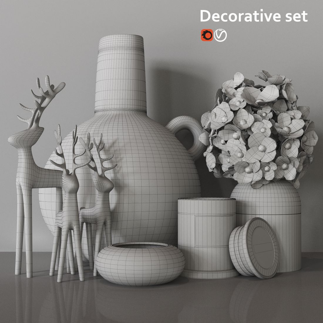 Decorative Set 3D Model for VRay, Corona | CGMood