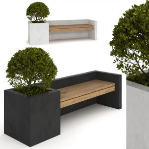 Urban Furniture Bench With Plants 04