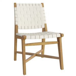Taj White Woven Leather Dining Chair