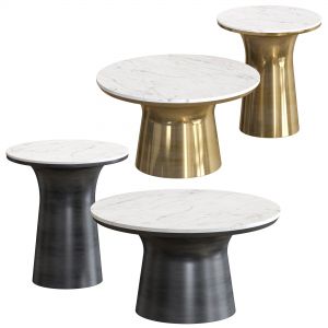 West Elm Marble Topped Pedestal Coffee Tables
