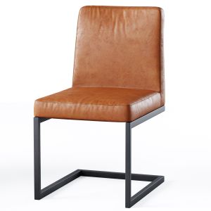 Classic Leather Metal Cantilever Dining Chair