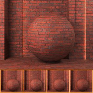 (4k)(5 Patterns) Vintage Brick Wall Set 02-(pbr)
