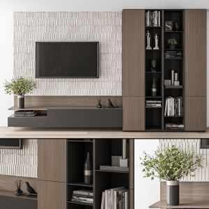 TV Wall Concrete And Wood - Set 22