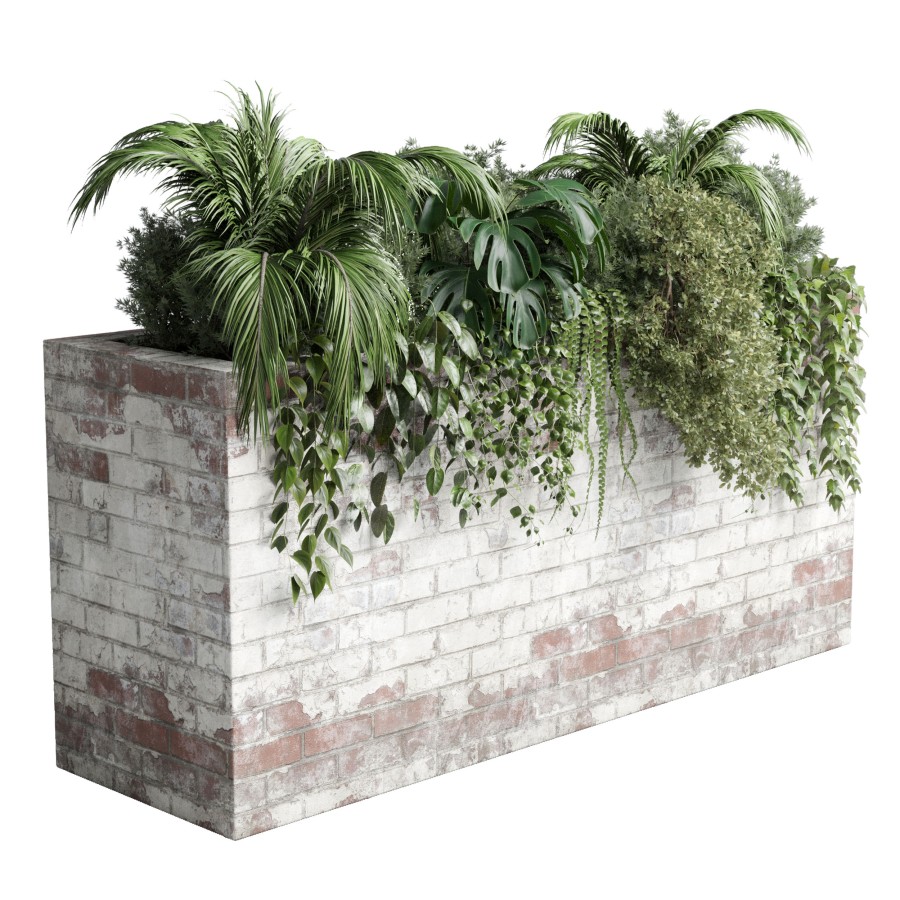 Brick Box Plants On Stand Set Outdoor Plant 117 3D Model for VRay ...