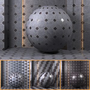 (4k)(4 Patterns) Floor Tile Set 02-(seamless, Pbr)