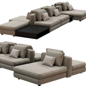 Sectional Fabric Sofa With Removable Cover Mosaiqu