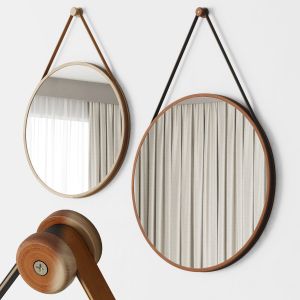 Modern Leather Round Hanging Mirrors - West Elm