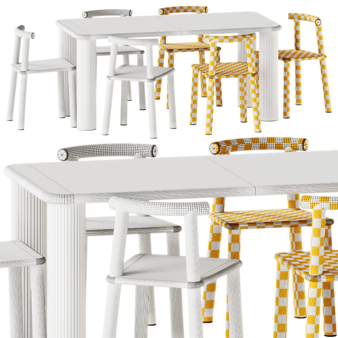 Commune Table Dimension Midi Open Back Chair And Found Commune Small Table - 3D Model for Corona