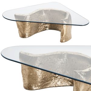 Abstract Bronze And Glass Coffee Table