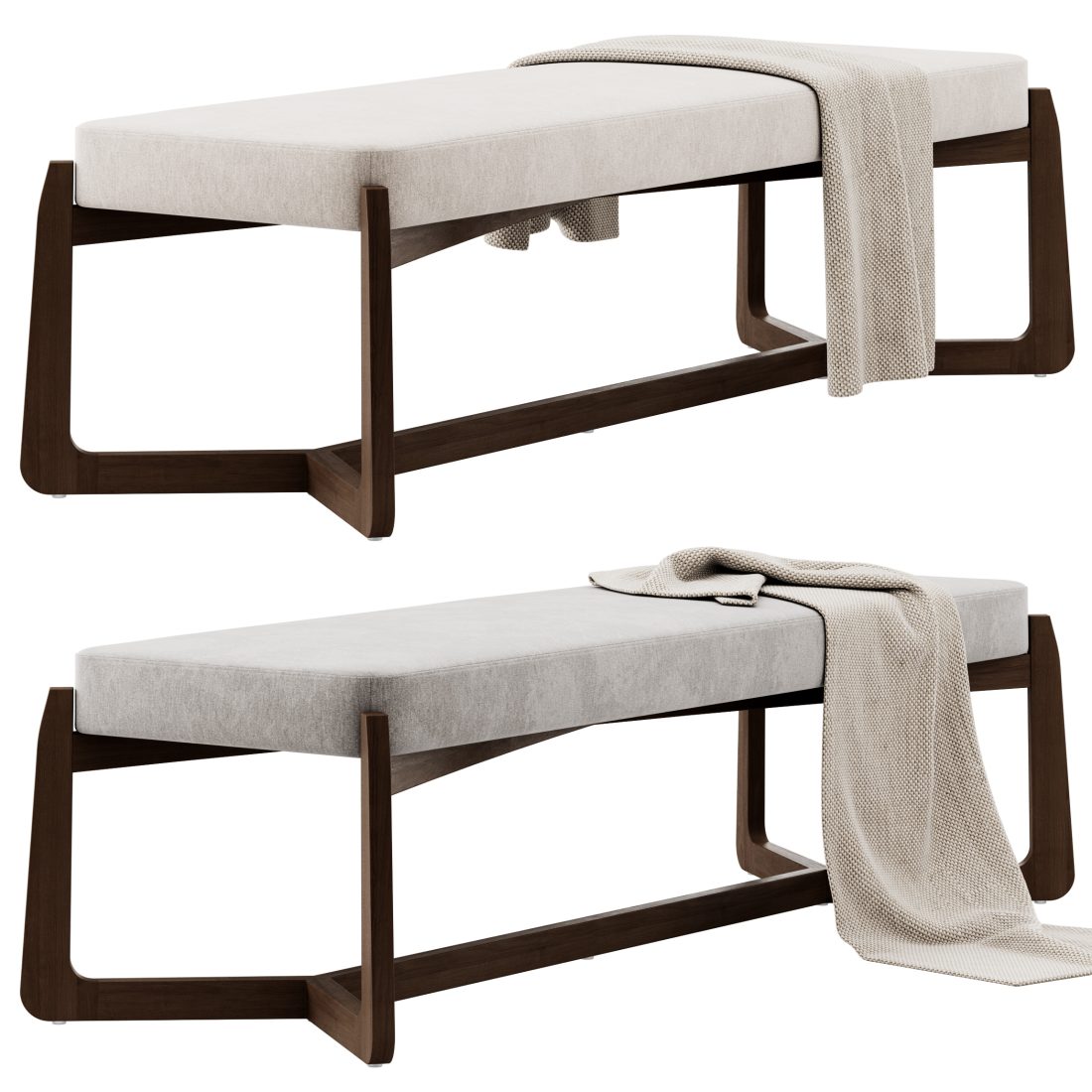 Roe Mid Century Modern Bench By Kathy Kuo Home 3D Model for VRay | CGMood
