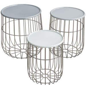 Enamel Grey Top Set Of 3 Accent Side Tables