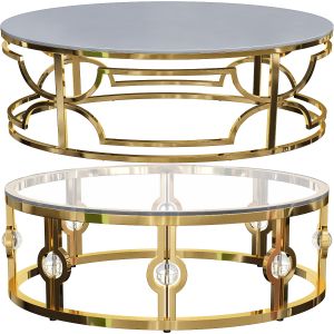 Gold Oval Coffee Table Set
