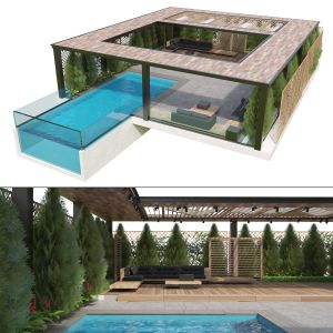Roof Garden With Suspended Pool And Outdoor Furnit