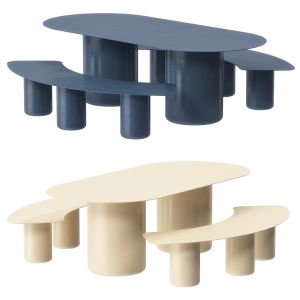 Sequence Curved Bench Dining Table Set
