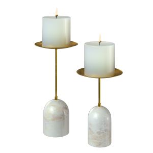 Cb2 - Numa Marble And Brass Candle Stands Set Of 2