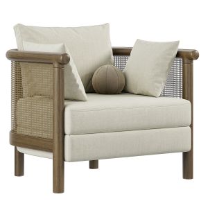 Sydney Cane Armchair Washed Linen Flax