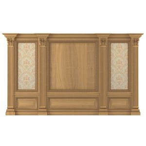 Wall Wood Boiserie Paneling With Wallpaper