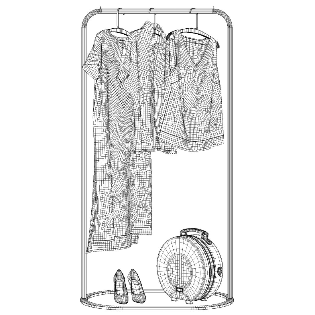 Linen Clothes On Rack 2 3D Model for VRay, Corona | CGMood