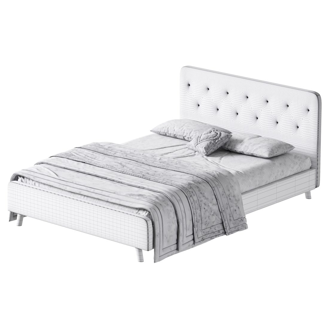 Emmerson Upholstered Low Rise Bed Frame - 3D Model for Corona