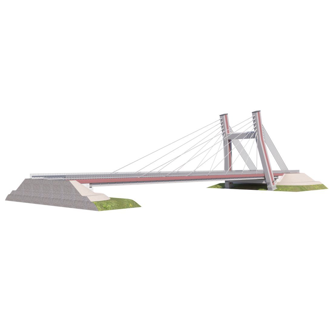 Bridge Span With A Suspension Structure - 3D Model for VRay, Corona