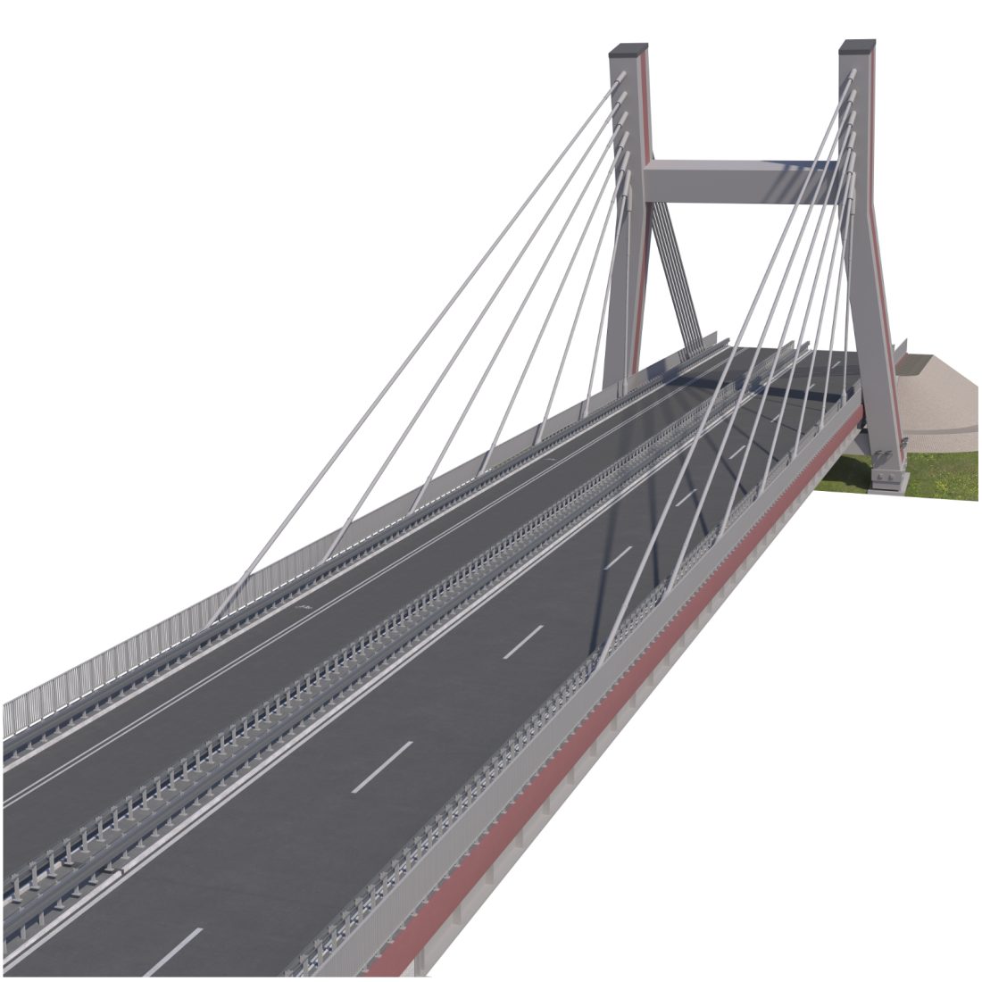 Bridge Span With A Suspension Structure - 3D Model for VRay, Corona